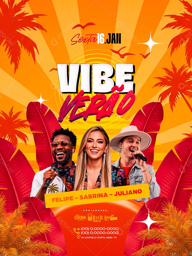 Flyer Próximos Shows Vibe Verão Social Media PSD Editável