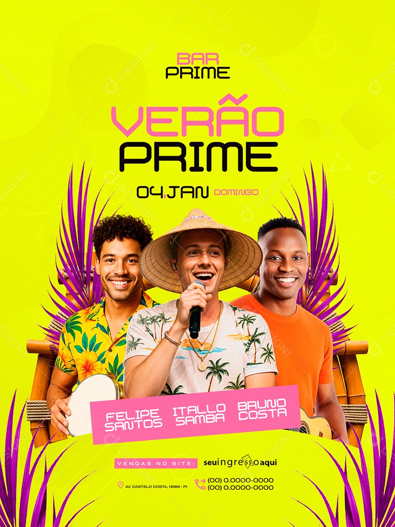 Flyer Próximos Shows Verão Prime Social Media PSD Editável