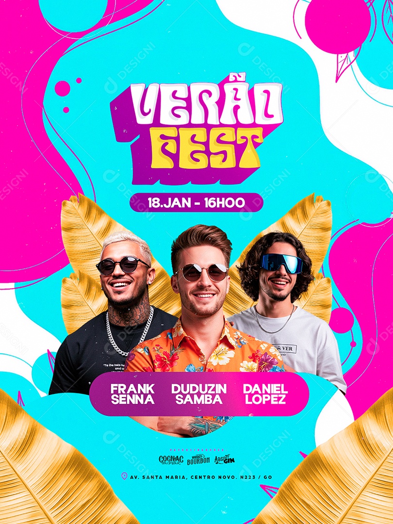 Flyer Próximos Shows Verão Fest Social Media PSD Editável