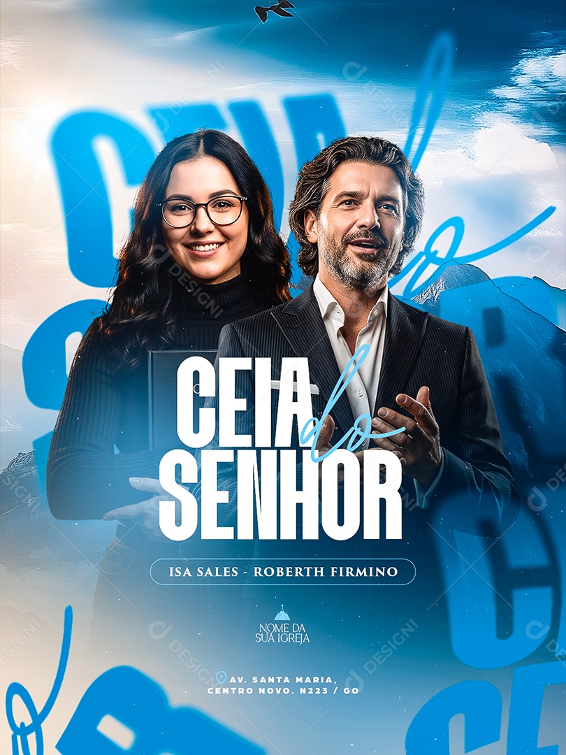 Flyer Gospel Ceia do Senhor Social Media PSD Editável