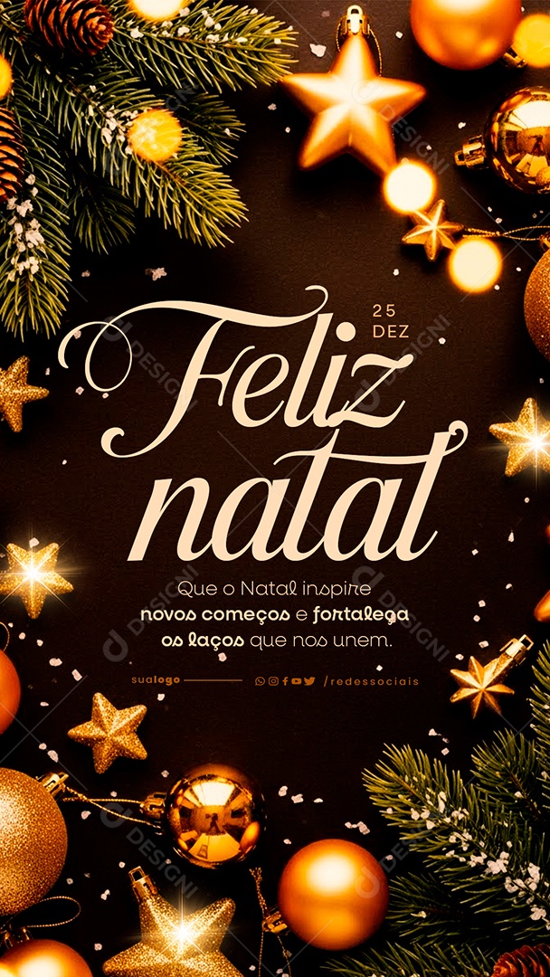Story Feliz Natal 25 de Dezembro Social Media PSD Editável