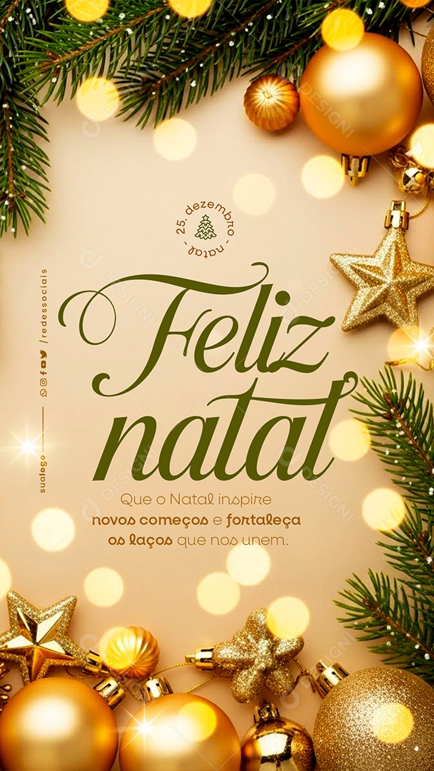 Story Feliz Natal 25 de Dezembro Social Media PSD Editável