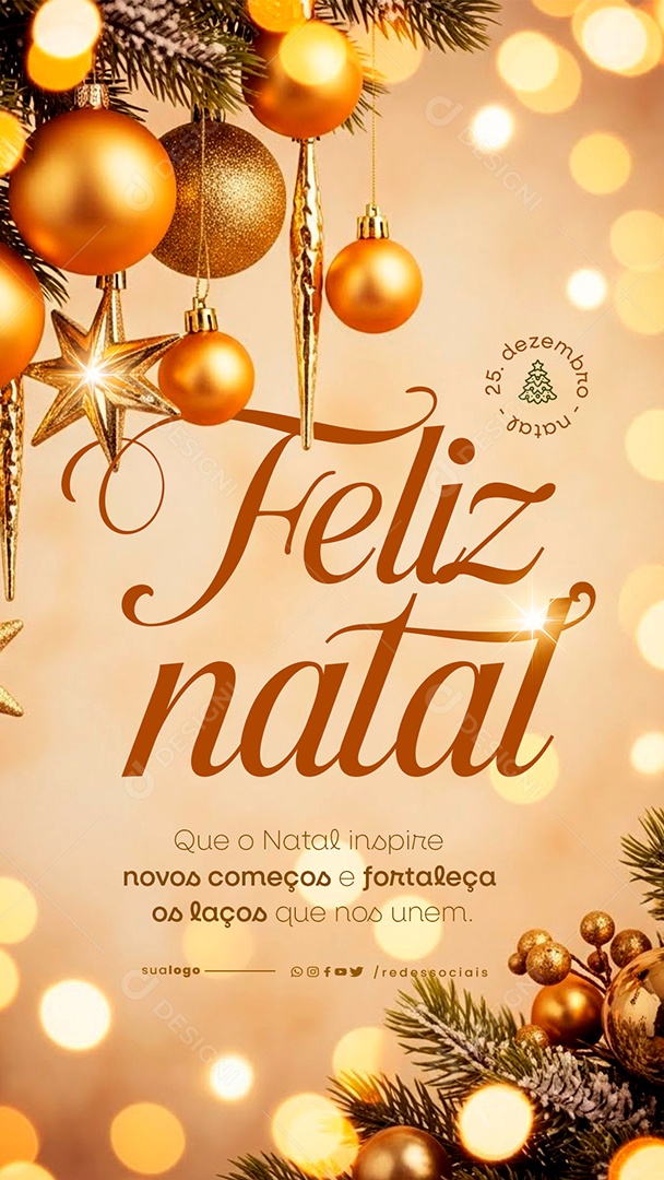 Story Feliz Natal 25 de Dezembro Social Media PSD Editável