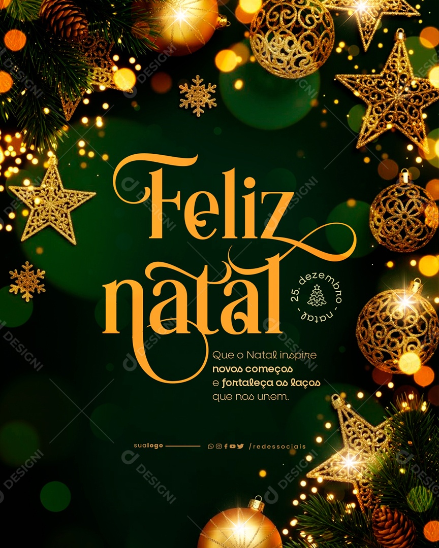 Feliz Natal 25 de Dezembro Social Media PSD Editável