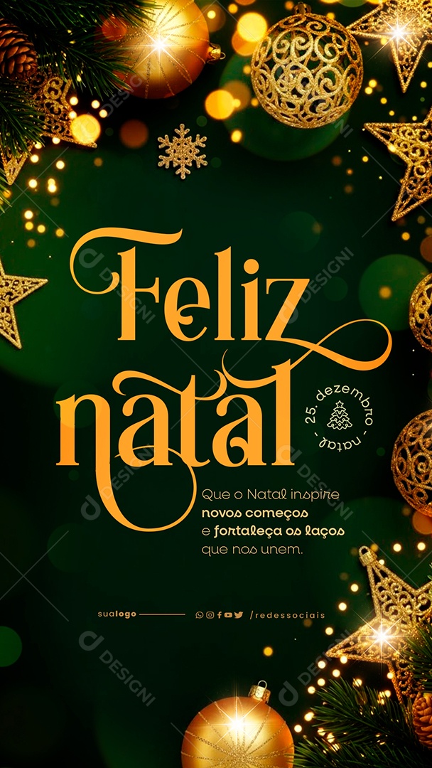Story Feliz Natal 25 de Dezembro Social Media PSD Editável
