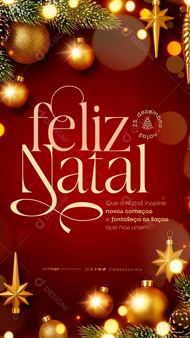 Story Feliz Natal 25 de Dezembro Social Media PSD Editável