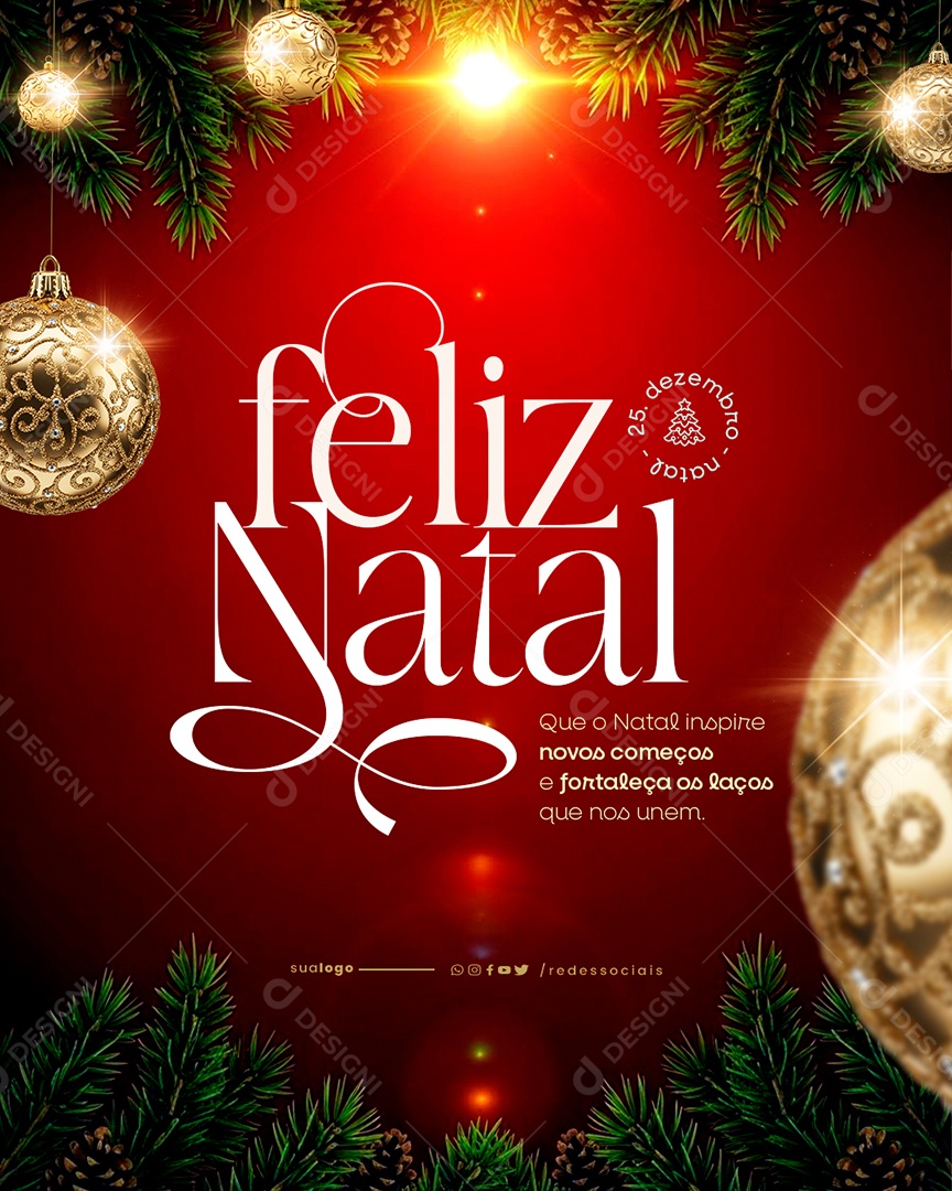 Feliz Natal 25 de Dezembro Social Media PSD Editável