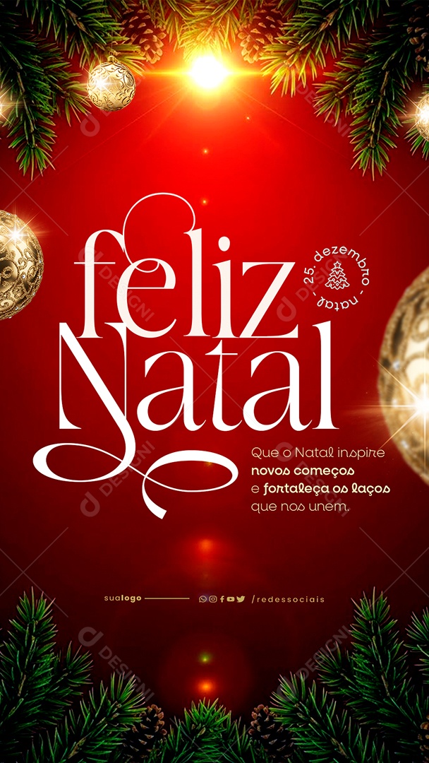 Story Feliz Natal 25 de Dezembro Social Media PSD Editável