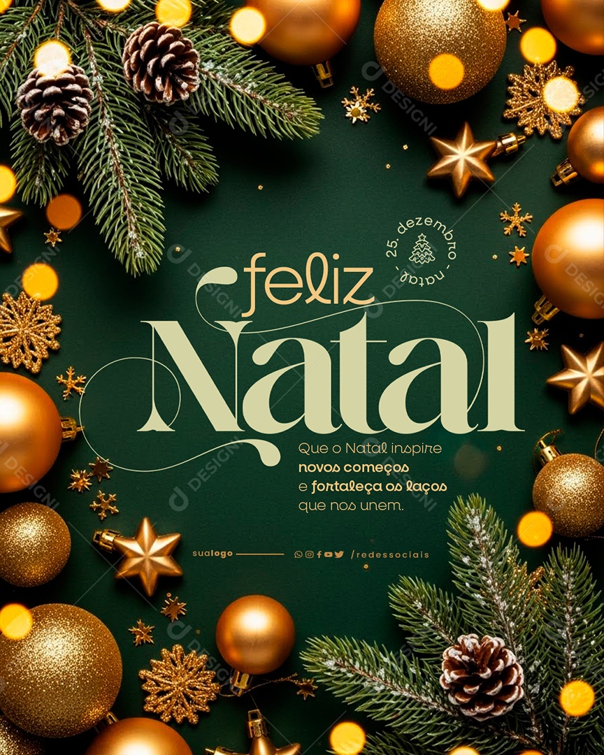 Feliz Natal 25 de Dezembro Social Media PSD Editável