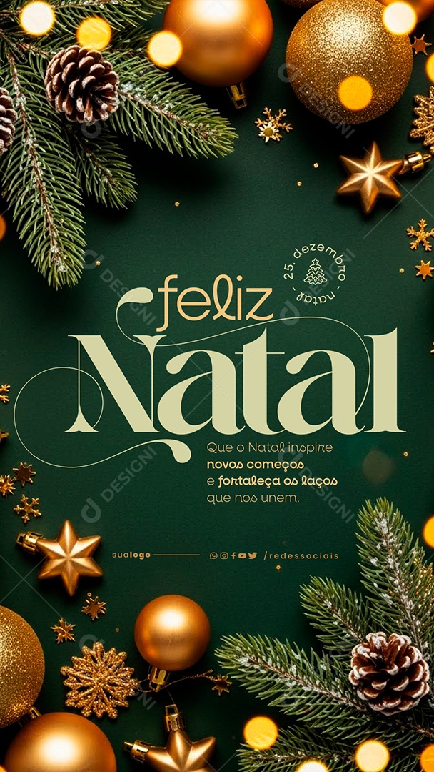 Story Feliz Natal 25 de Dezembro Social Media PSD Editável