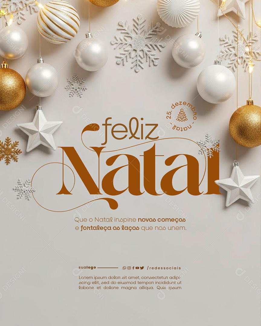 Feliz Natal 25 de Dezembro Social Media PSD Editável