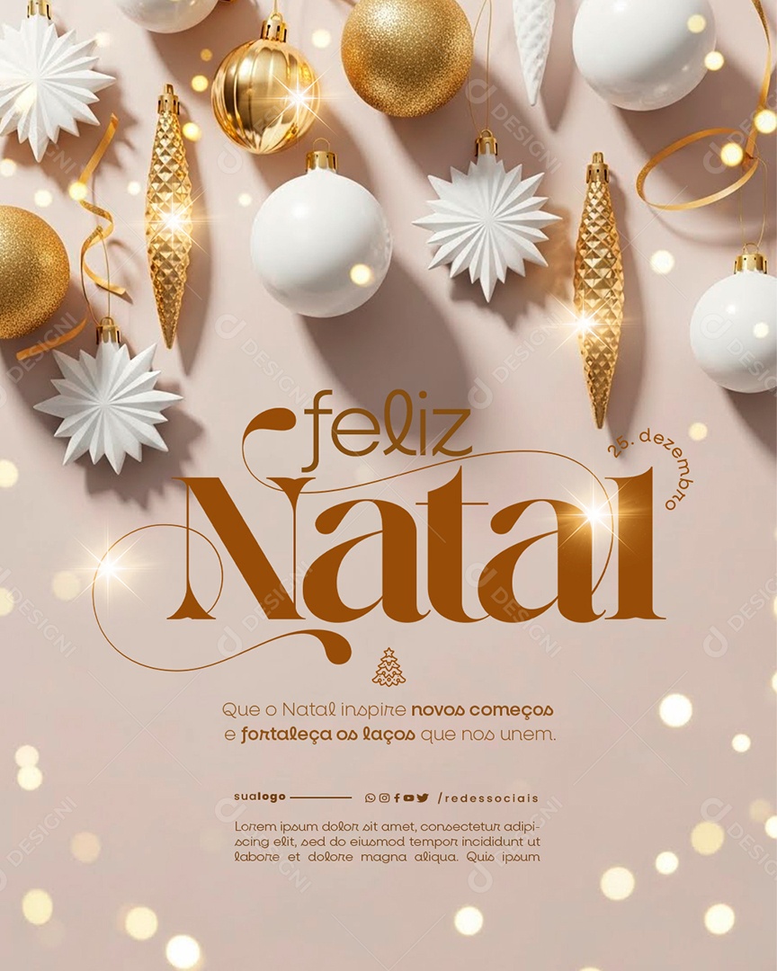 Feliz Natal 25 de Dezembro Social Media PSD Editável