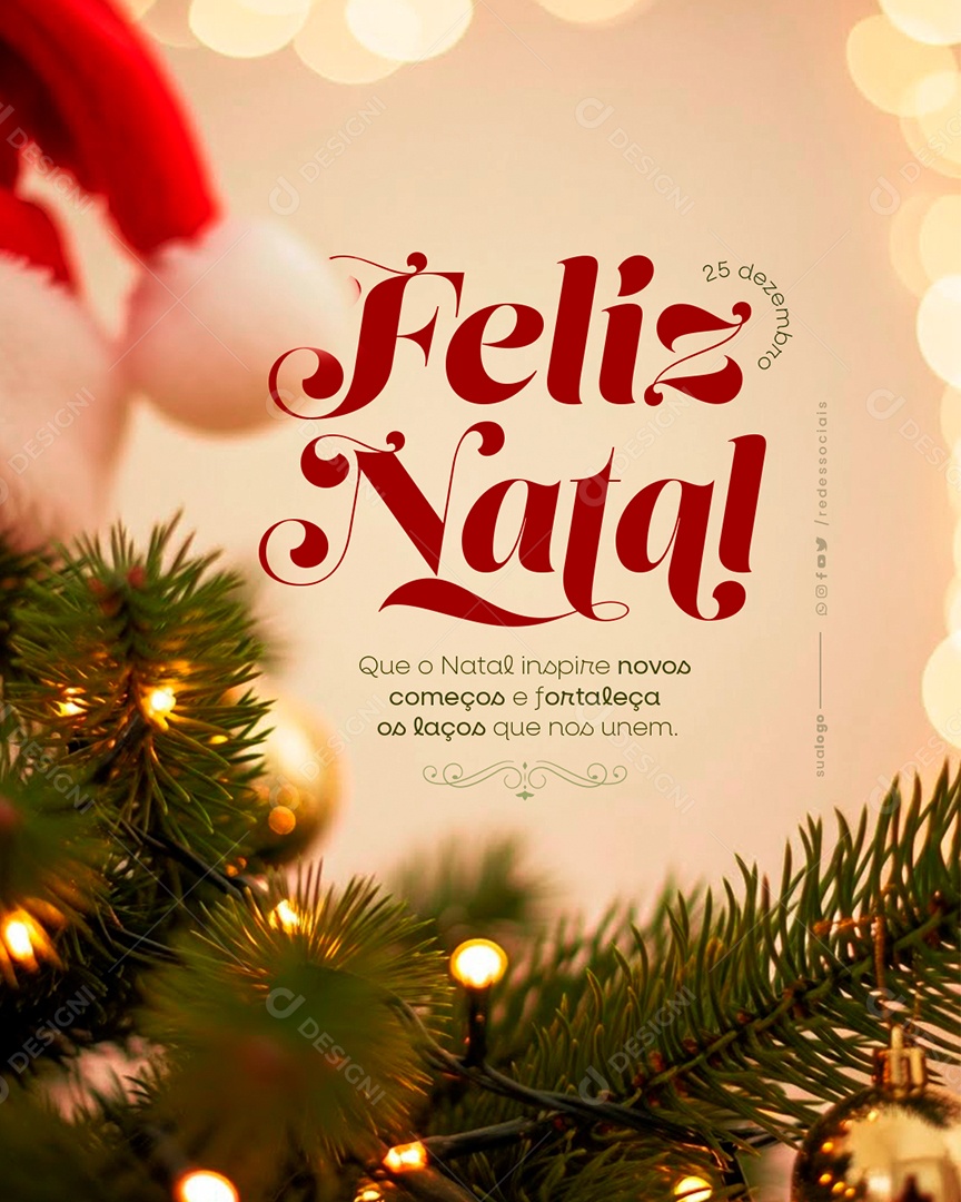 Feliz Natal 25 de Dezembro Social Media PSD Editável