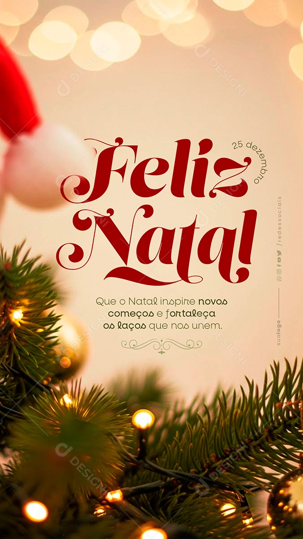 Story Feliz Natal 25 de Dezembro Social Media PSD Editável