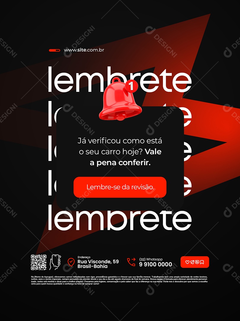 Oficina Mecânica Lembrete Já Verificou Como Está o Seu Carro Social Media PSD Editável