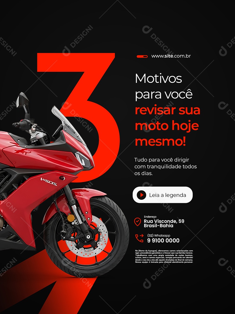 Oficina Mecânica Três Motivos para Você Revisar Sua Moto Hoje Mesmo Social Media PSD Editável