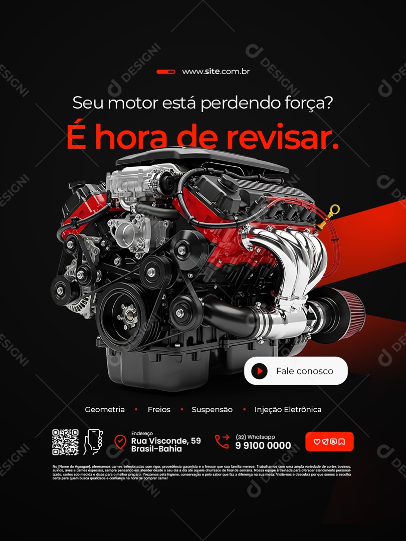 Oficina Mecânica Seu Motor Está Perdendo Força Social Media PSD Editável