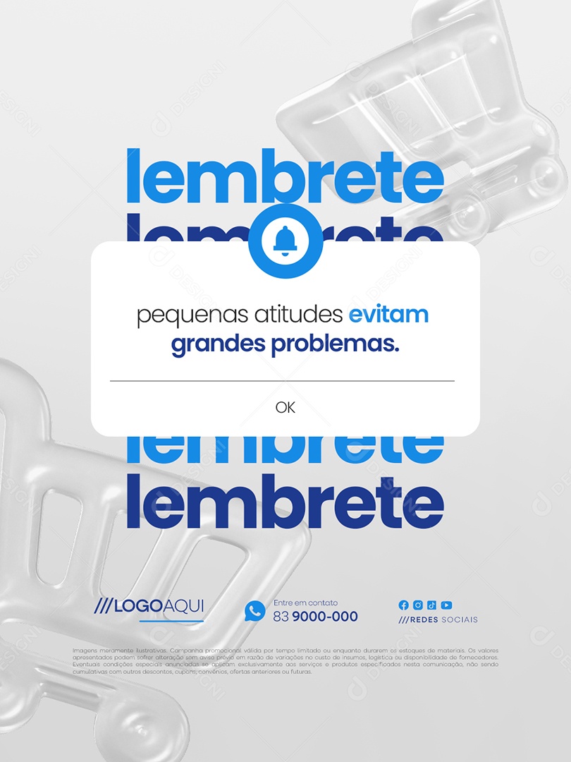 Lembrete Supermercado Pequenas Atitudes Evitam Grandes Problemas Social Media PSD Editável