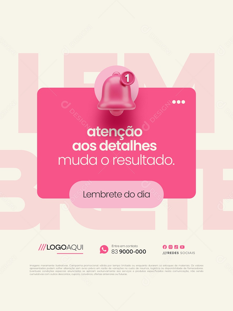 Lembrete Manicure Atenção aos Detalhes Muda o Resultado Social Media PSD Editável