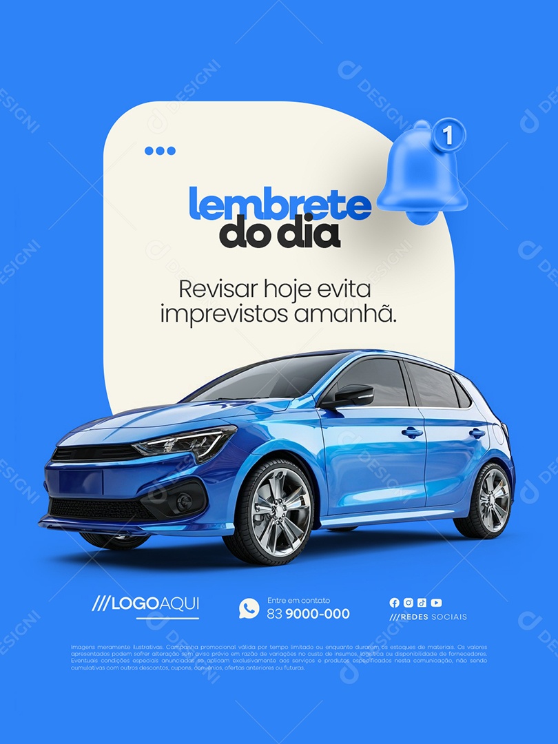 Lembrete Oficina Mecânica Revisar Hoje Evita Imprevistos Amanhã Social Media PSD Editável