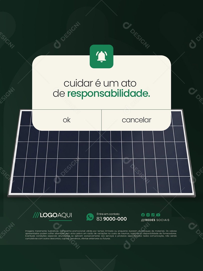 Lembrete Energia Solar Cuidar é Um Ato de Responsabilidade Social Media PSD Editável