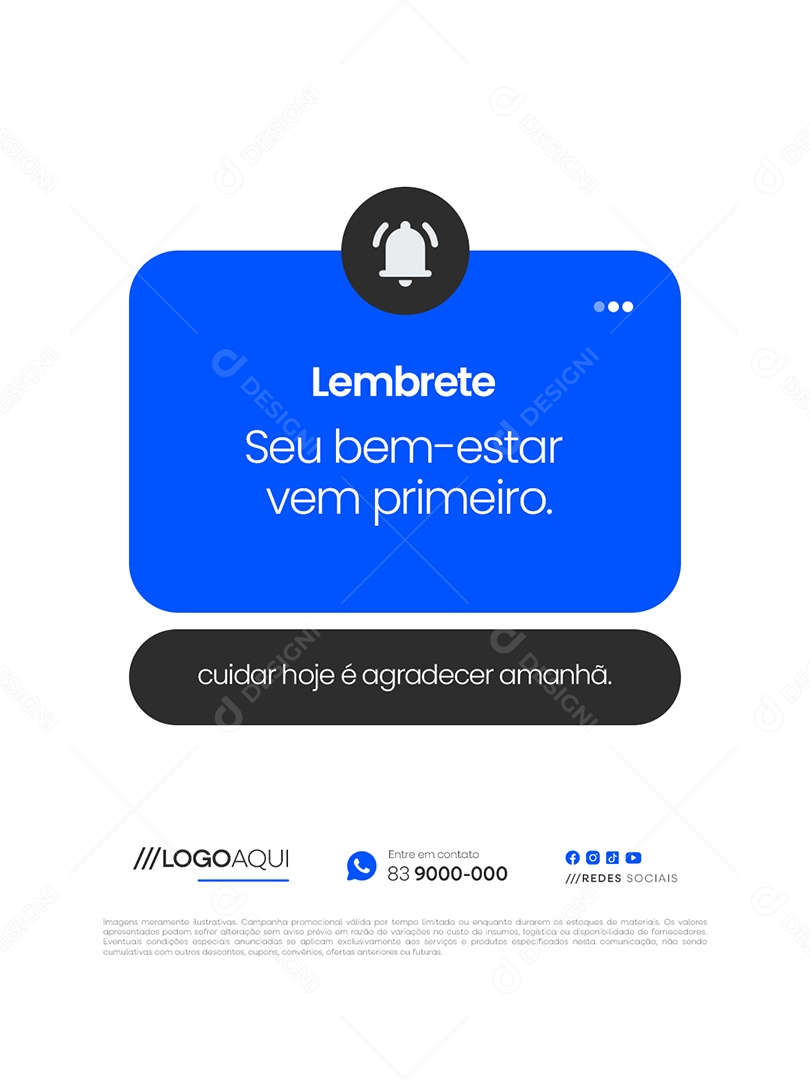 Lembrete Convênio Médico Seu Bem Estar Vem Primeiro Social Media PSD Editável