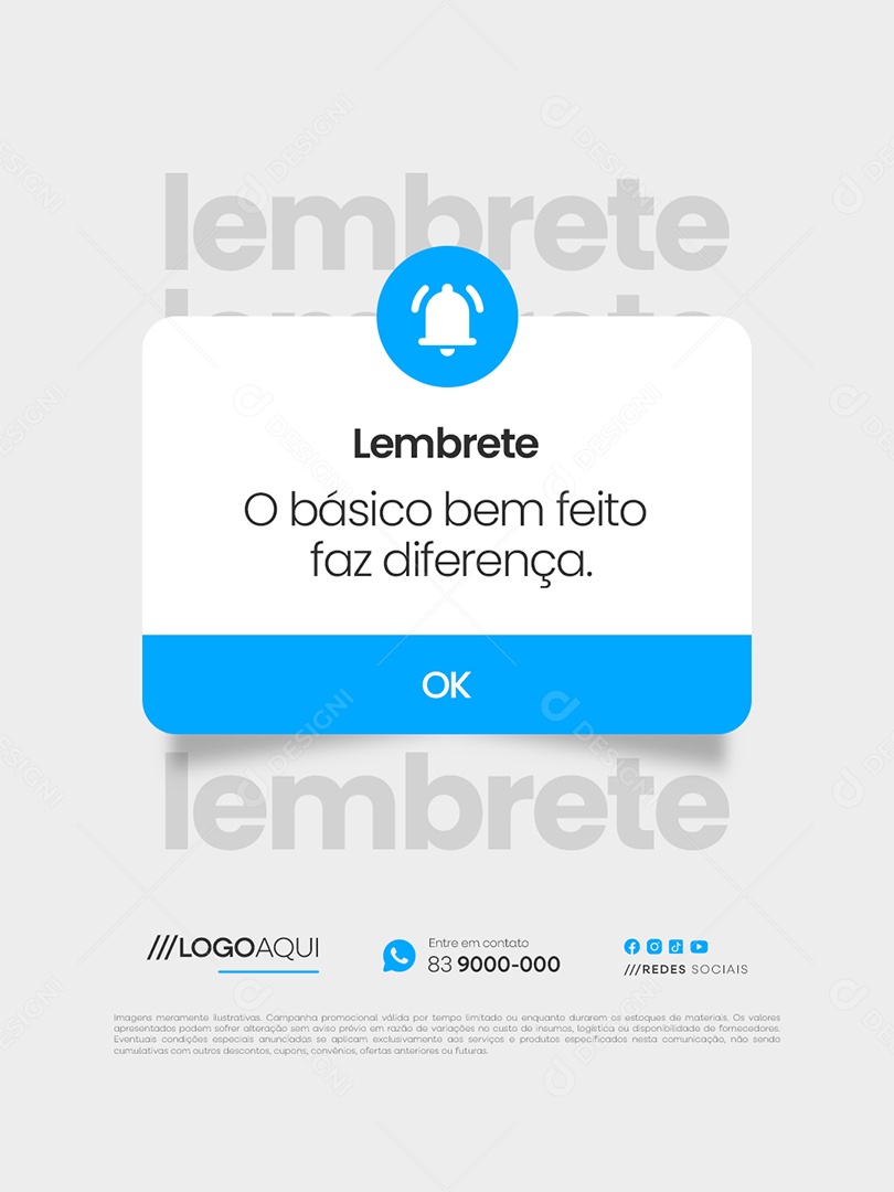 Lembrete Estéticista O Básico Bem Feito Faz Diferença Social Media PSD Editável