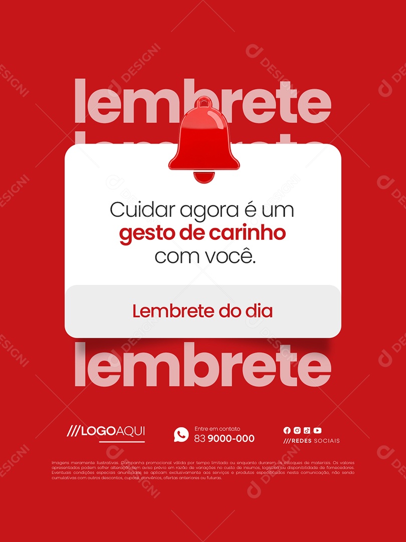 Lembrete Convênio Médico Cuidar Agora é Um Gesto de Carinho com Você Social Media PSD Editável