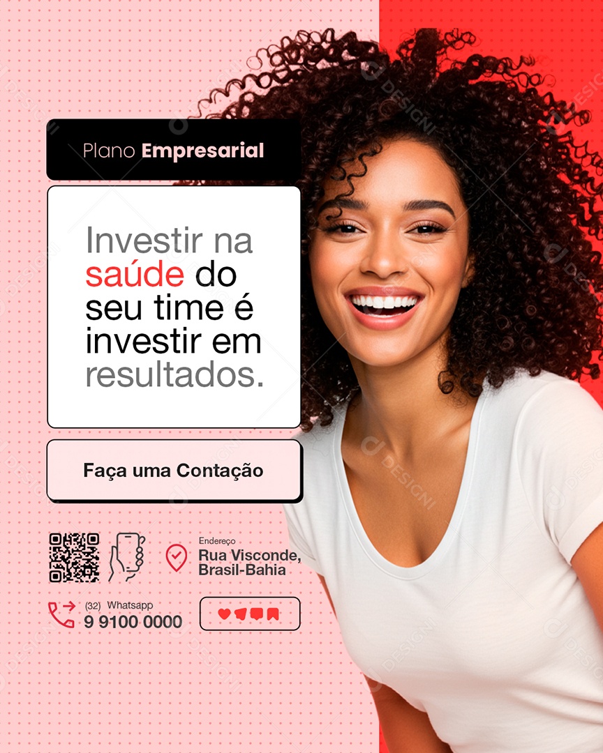 Convênio Médico Investir na Saúde do Seu Time é Investir em Resultados Social Media PSD Editável