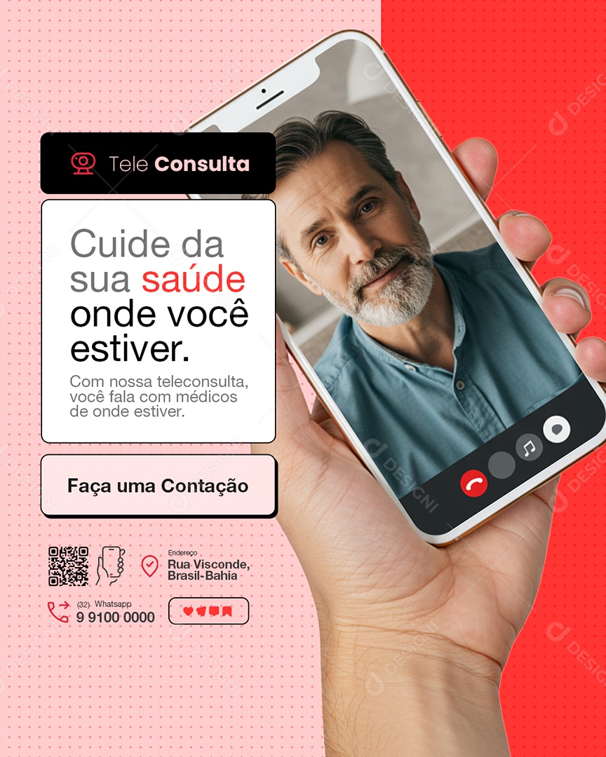 Convênio Médico Cuide da Sua Saúde Onde Você Estiver Social Media PSD Editável