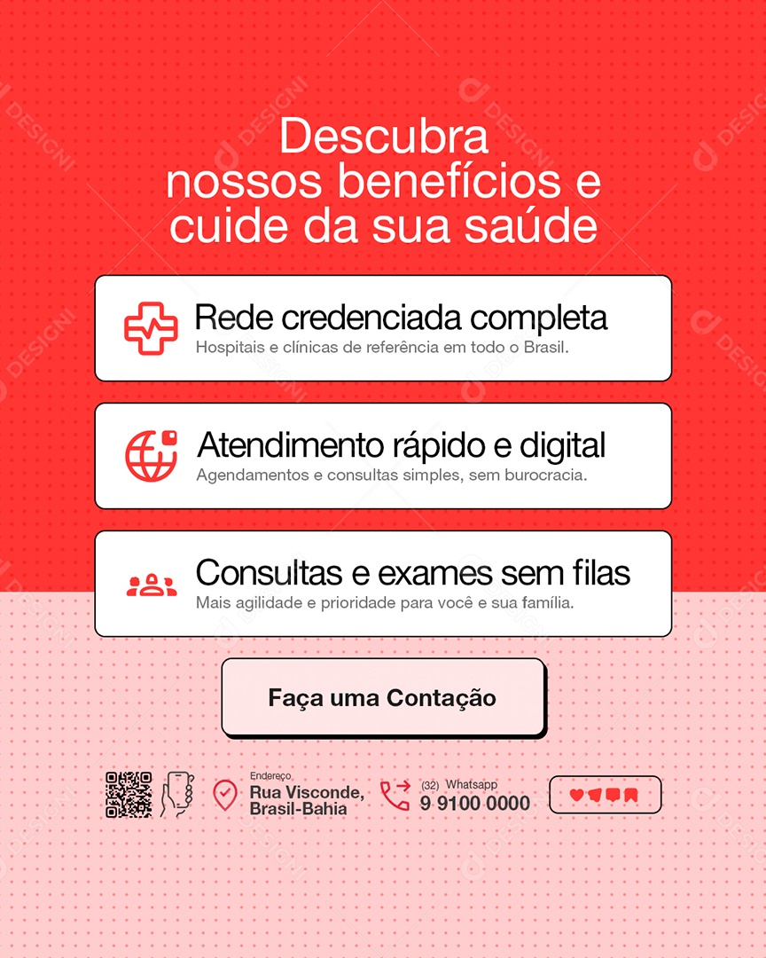 Convênio Médico Descubra Nossos Benefícios e Cuide da Sua Saúde Social Media PSD Editável