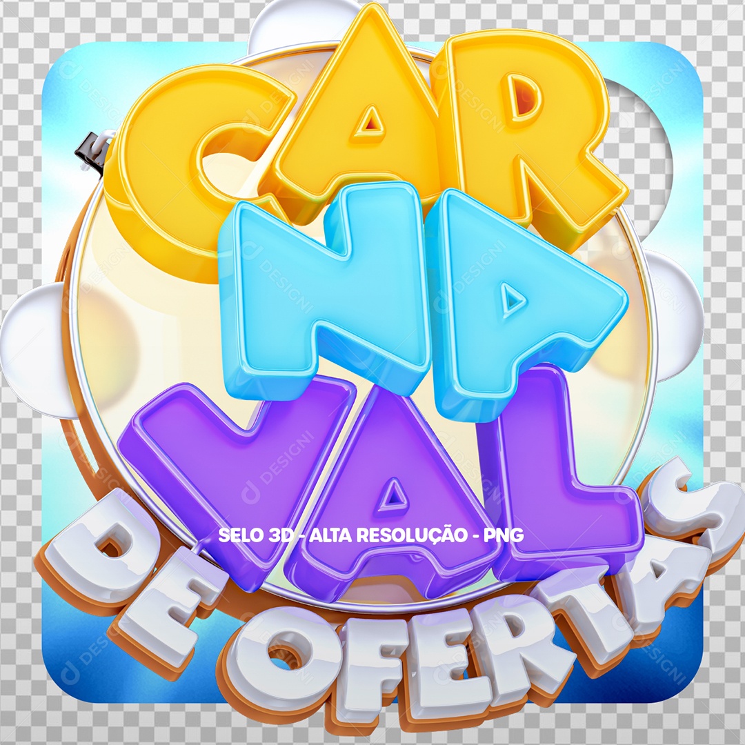 Carnaval de Ofertas Selo 3D Colorido para Composição PSD