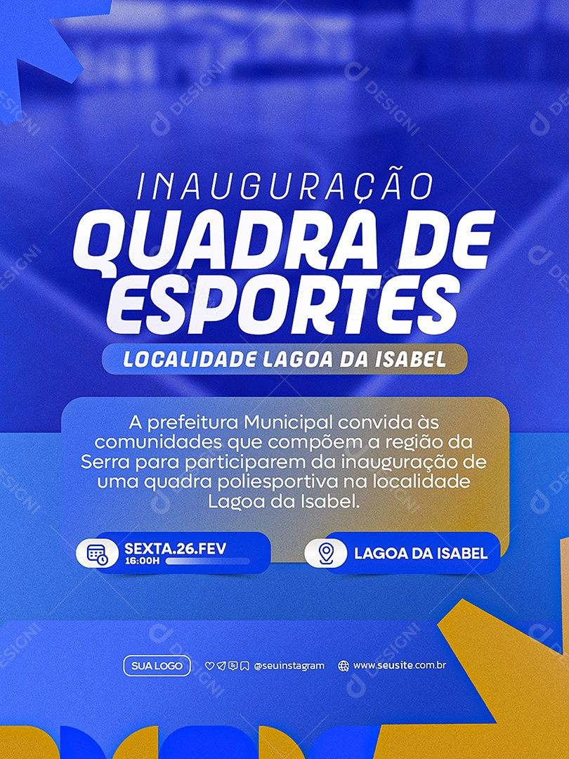 Inauguração de Quadra de Esportes Prefeitura Social Media PSD Editável