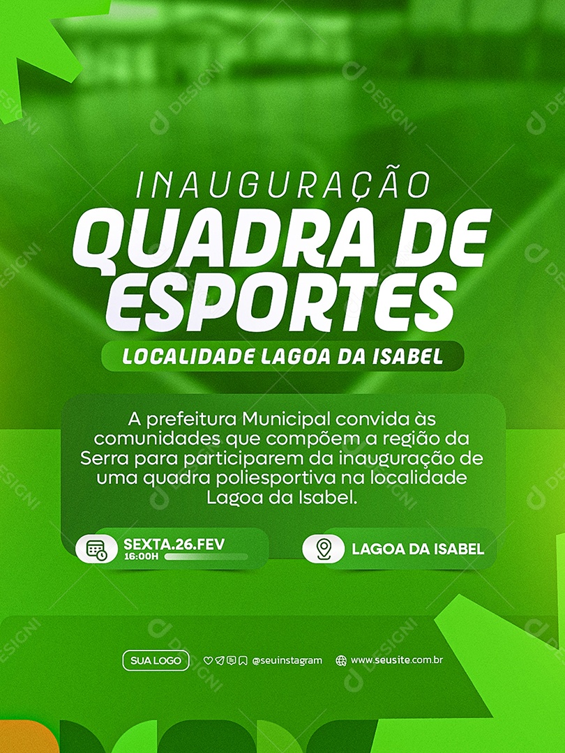 Inauguração de Quadra de Esportes Prefeitura Social Media PSD Editável