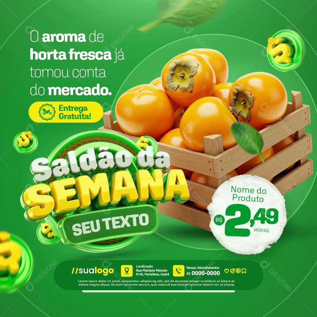 Saldão da Semana Hortifruti O Aroma de Horta Fresca Social Media PSD Editável