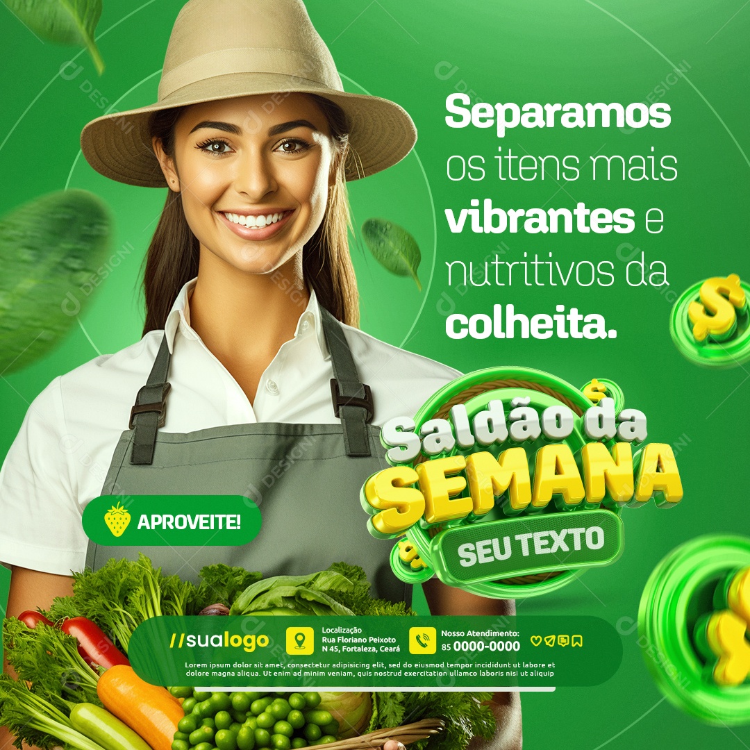 Saldão da Semana Hortifruti Separamos Os Itens Mais Vibrantes Social Media PSD Editável