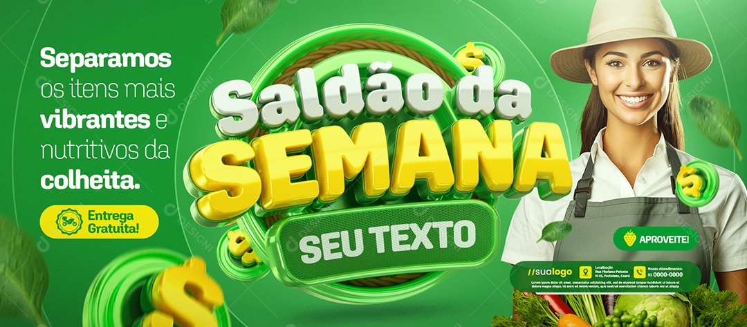 Banner Saldão da Semana Hortifruti Separamos Os Itens Mais Vibrantes Social Media PSD Editável