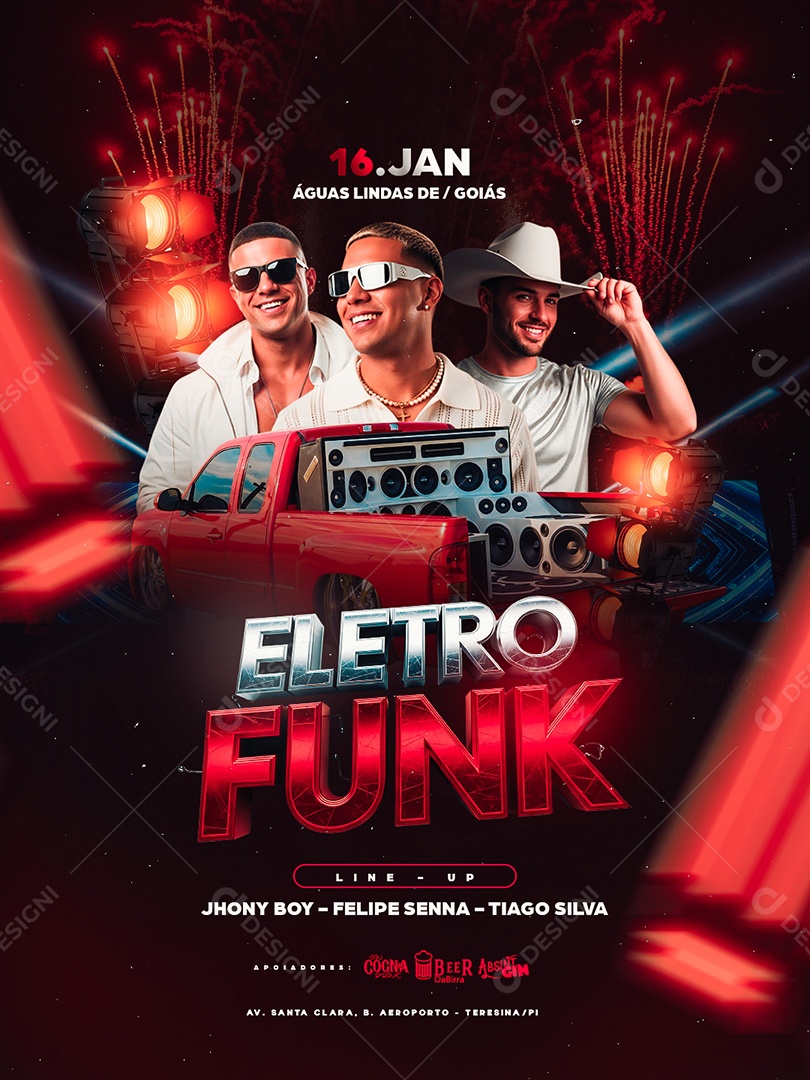 Flyer Próximos Shows Eletro Funk Social Media PSD Editável