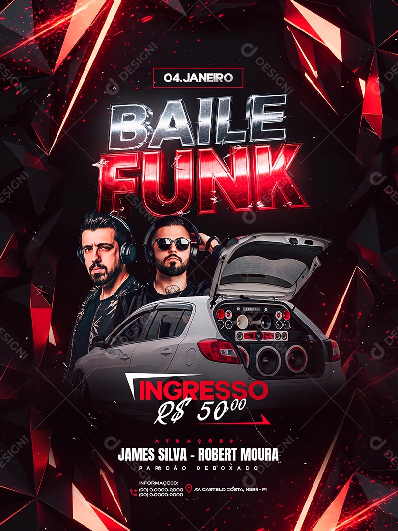 Flyer Próximos Shows Baile Funk Social Media PSD Editável