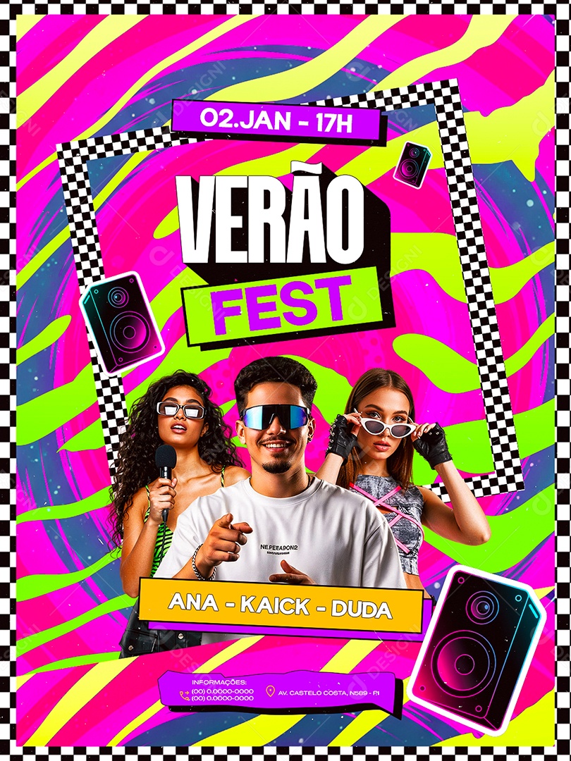 Flyer Próximos Shows Verão Fest Social Media PSD Editável