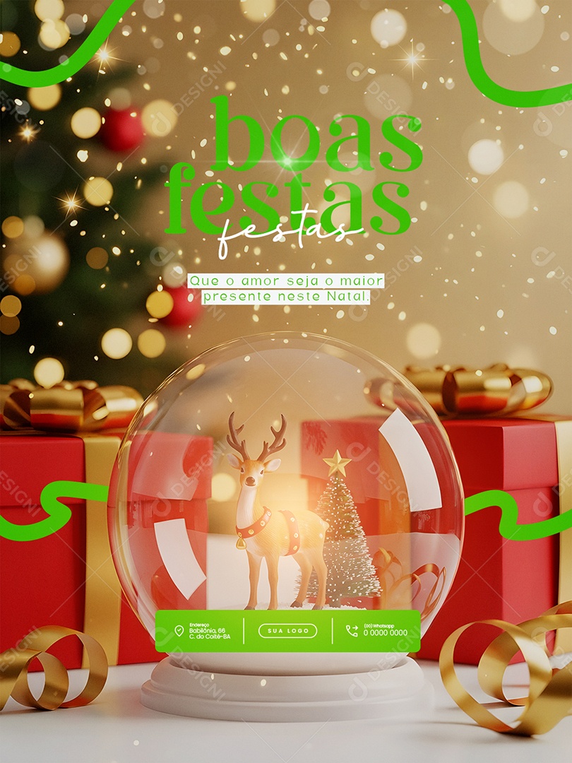 Feliz Natal 25 de Dezembro Feed Boas Festas Social Media PSD Editável