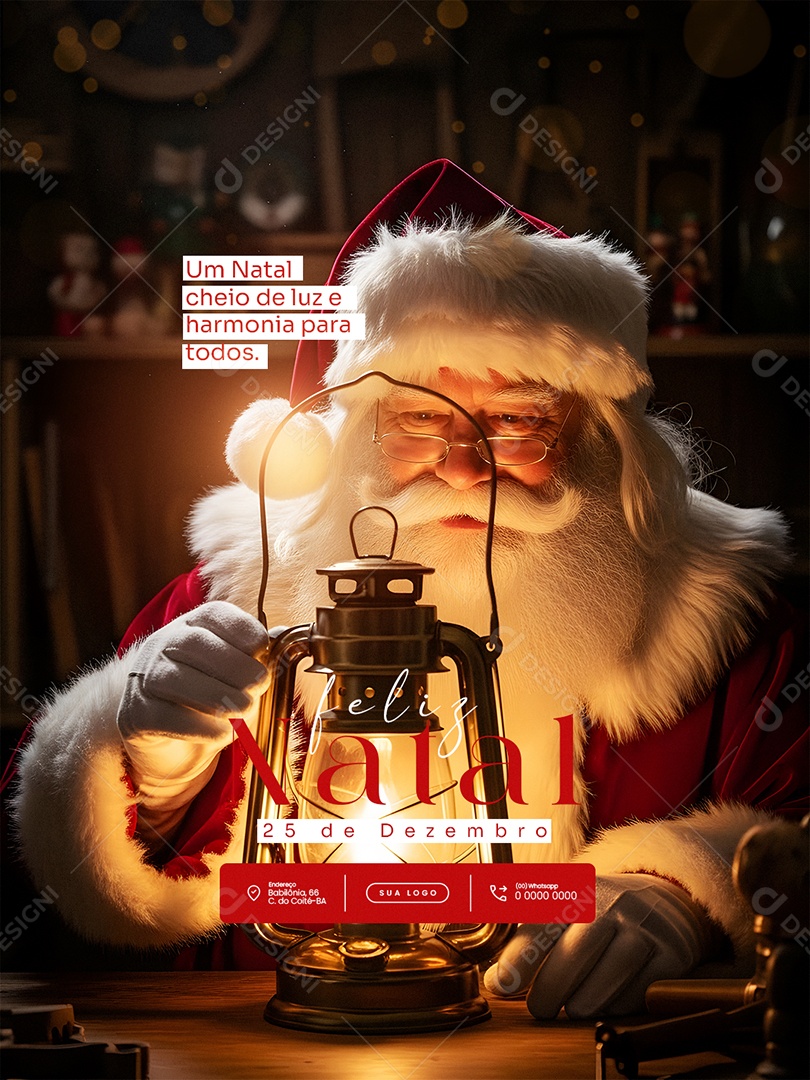 Feliz Natal 25 de Dezembro Feed Cheio de luz e Harmonia Social Media PSD Editável