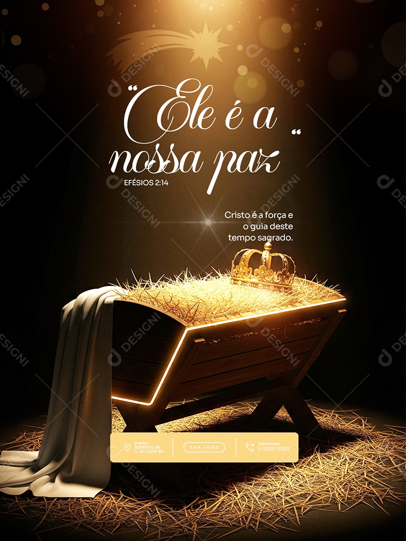 Feliz Natal 25 de Dezembro Feed Cristo é a Força Social Media PSD Editável