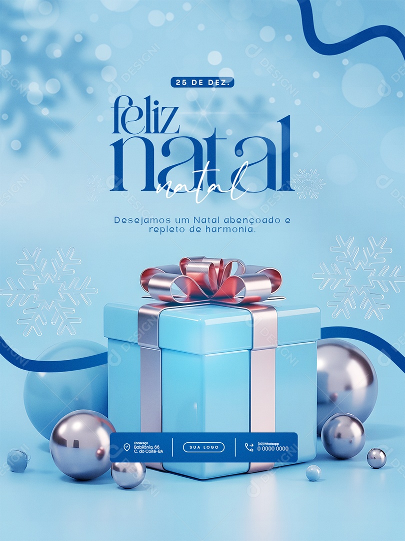 Feliz Natal 25 de Dezembro Feed Desejamos Social Media PSD Editável