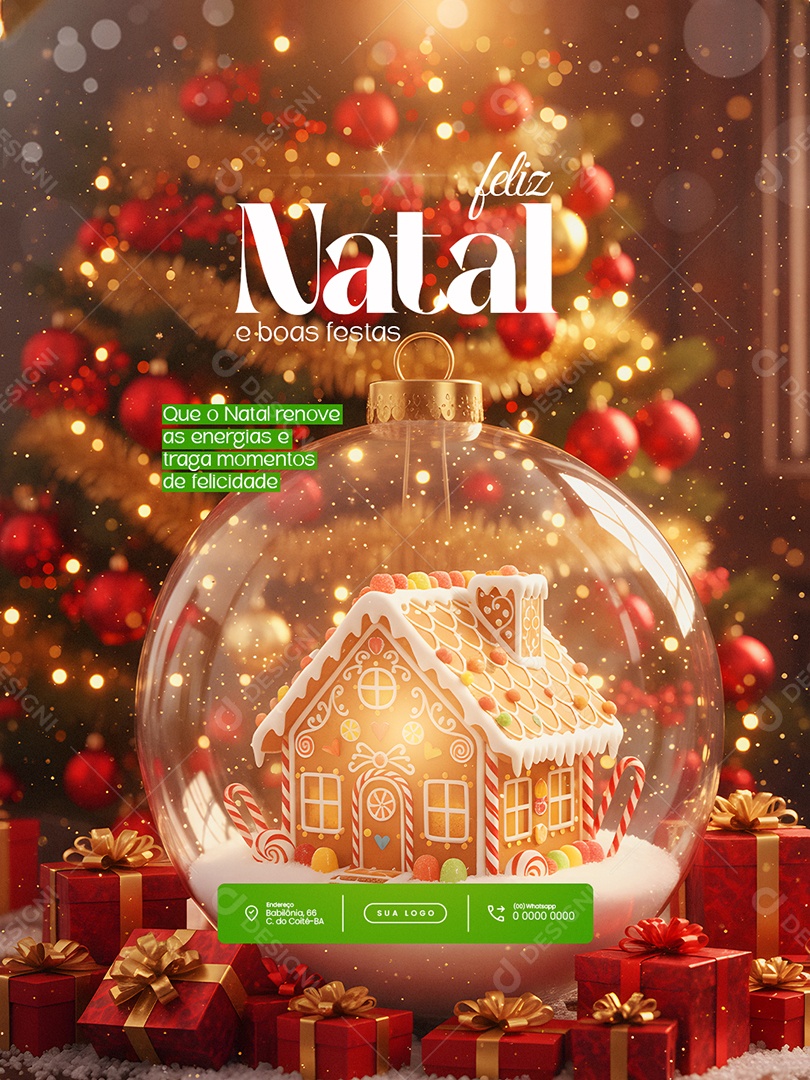 Feliz Natal 25 de Dezembro Feed Energia e Traga Momentos de Felicidade Social Media PSD Editável