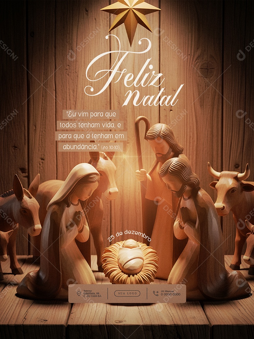 Feliz Natal 25 de Dezembro Feed Eu Vim Social Media PSD Editável