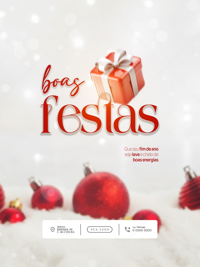 Feliz Natal 25 de Dezembro Feed Fim de Ano Leve Social Media PSD Editável