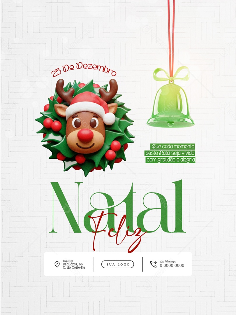 Feliz Natal 25 de Dezembro Feed Gratidão e Alegria Social Media PSD Editável