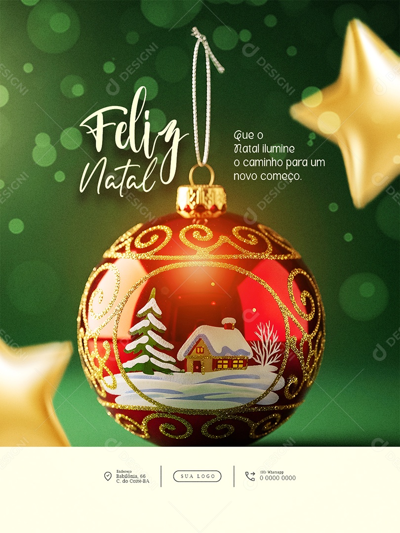 Feliz Natal 25 de Dezembro Feed Ilumine o Caminho Social Media PSD Editável