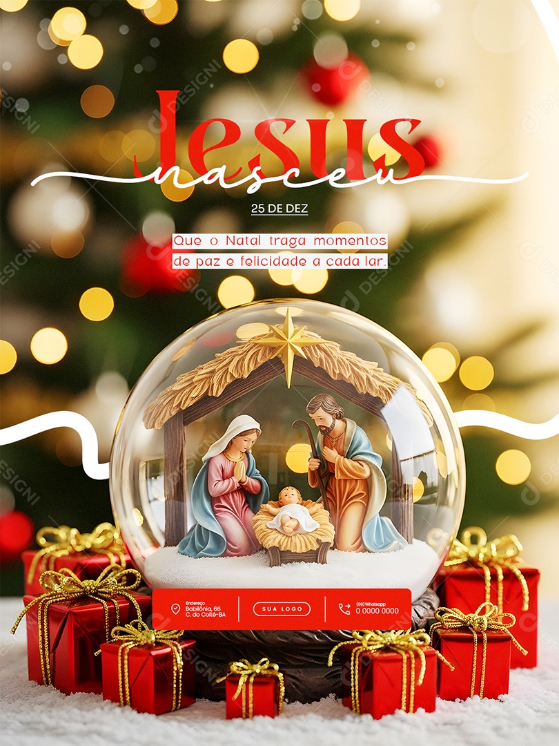 Feliz Natal 25 de Dezembro Feed Jesus Social Media PSD Editável